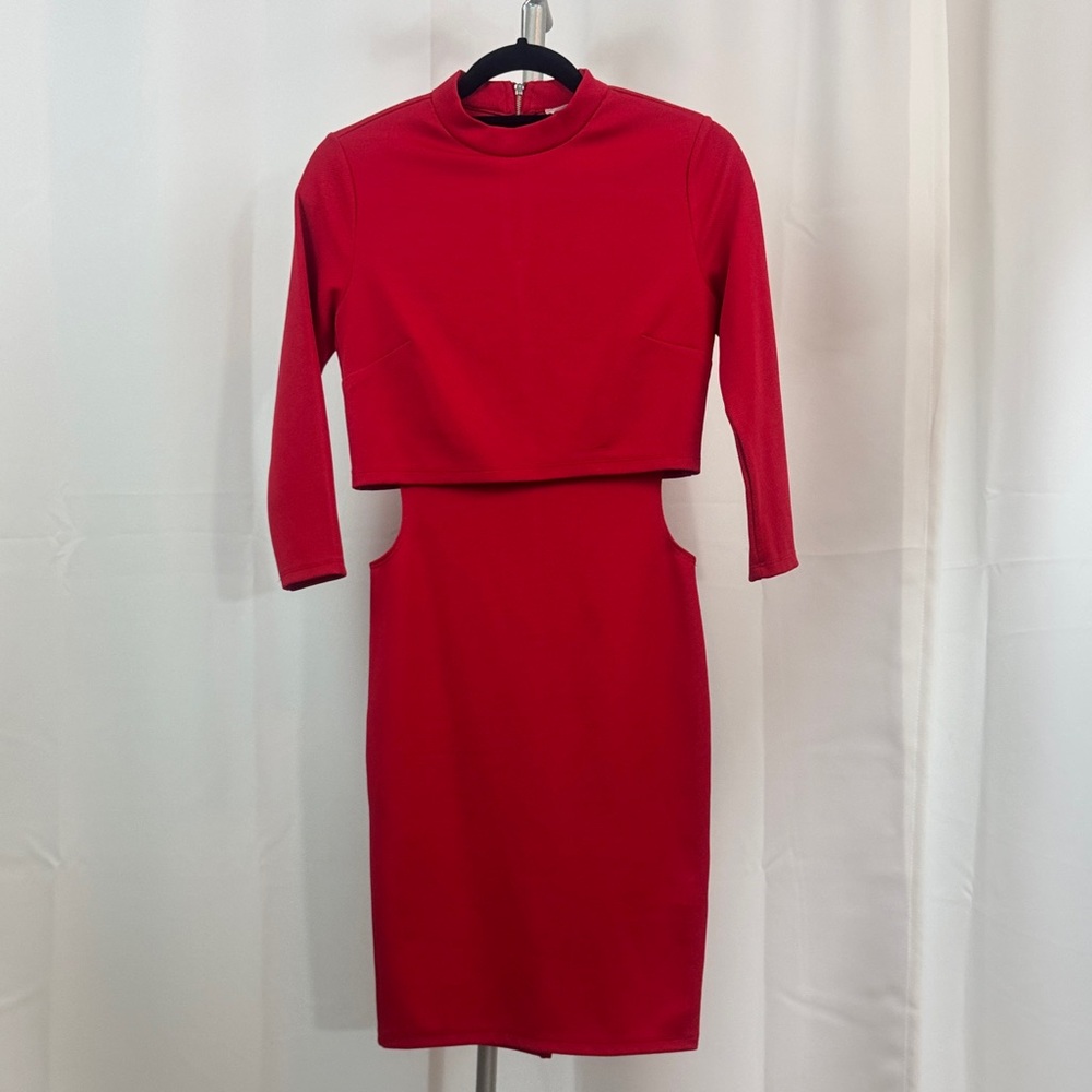 Forever 21 Bold Red Long Sleeve Dress